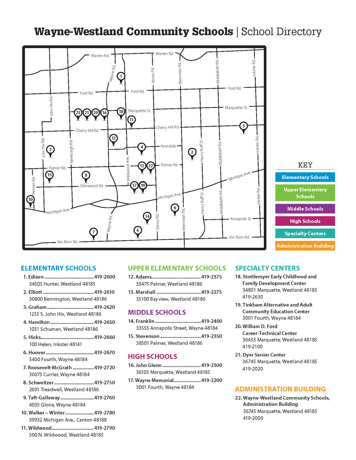 School Directory Map 2016-17